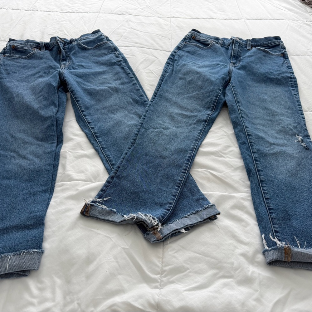 J. Crew Women's Straight Leg Jeans in Distressed Blue